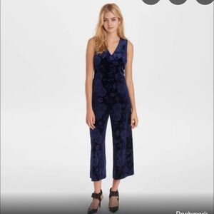 Karl lagerfeld blue velvet jumpsuit
